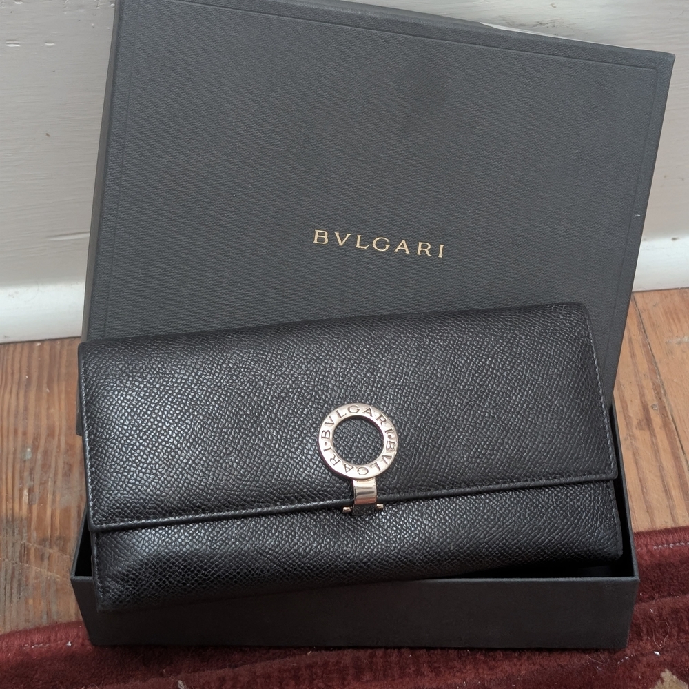 Bulgari Black Leather Clutch